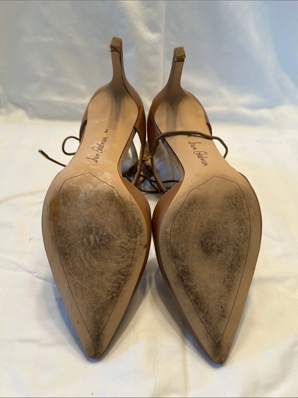 Sam Edelman Tan Lace-Up Pointed Toe Heels - Picture 7 of 7